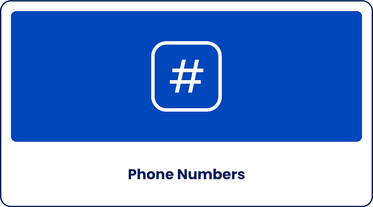 Phone Numbers Card