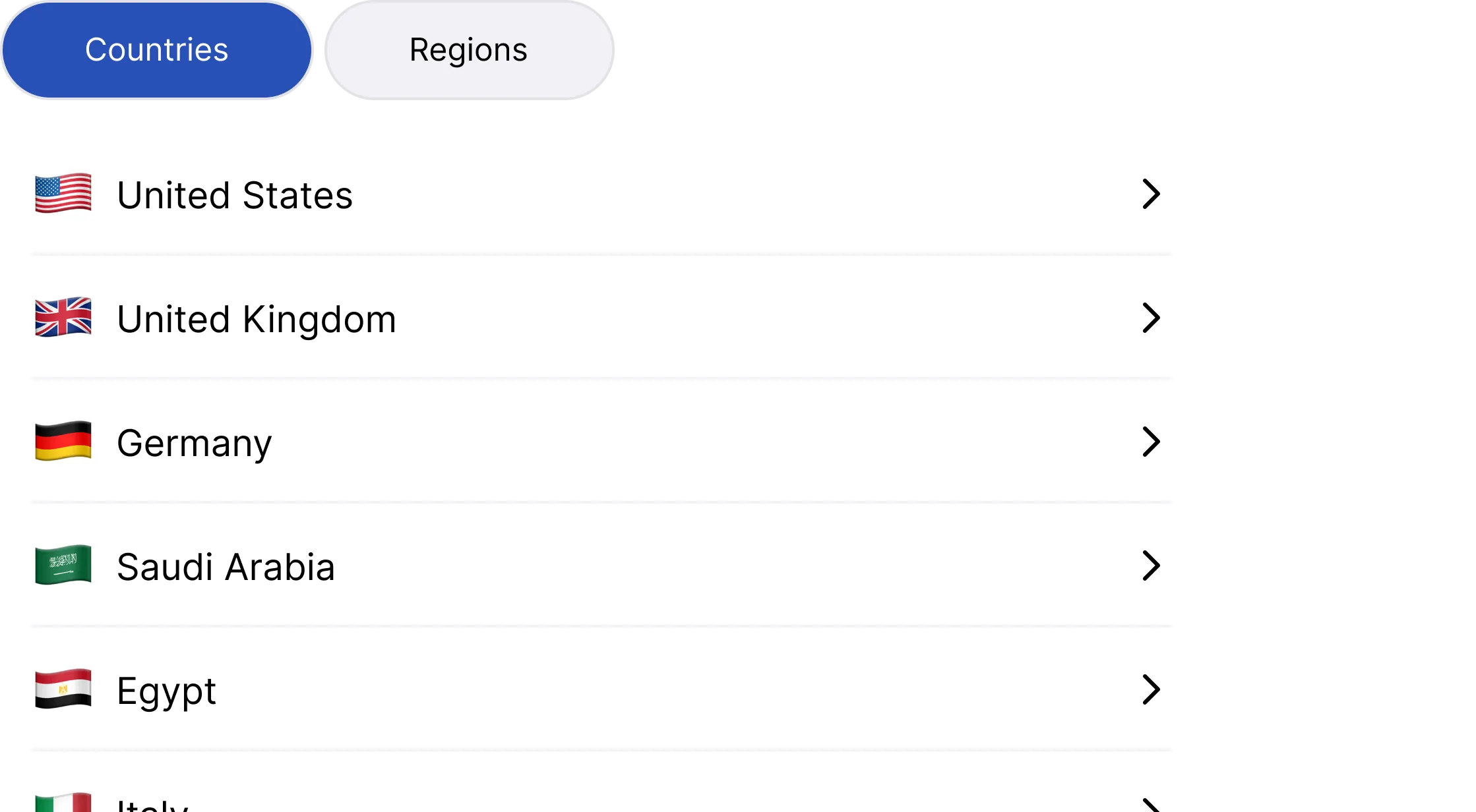 Country selector
